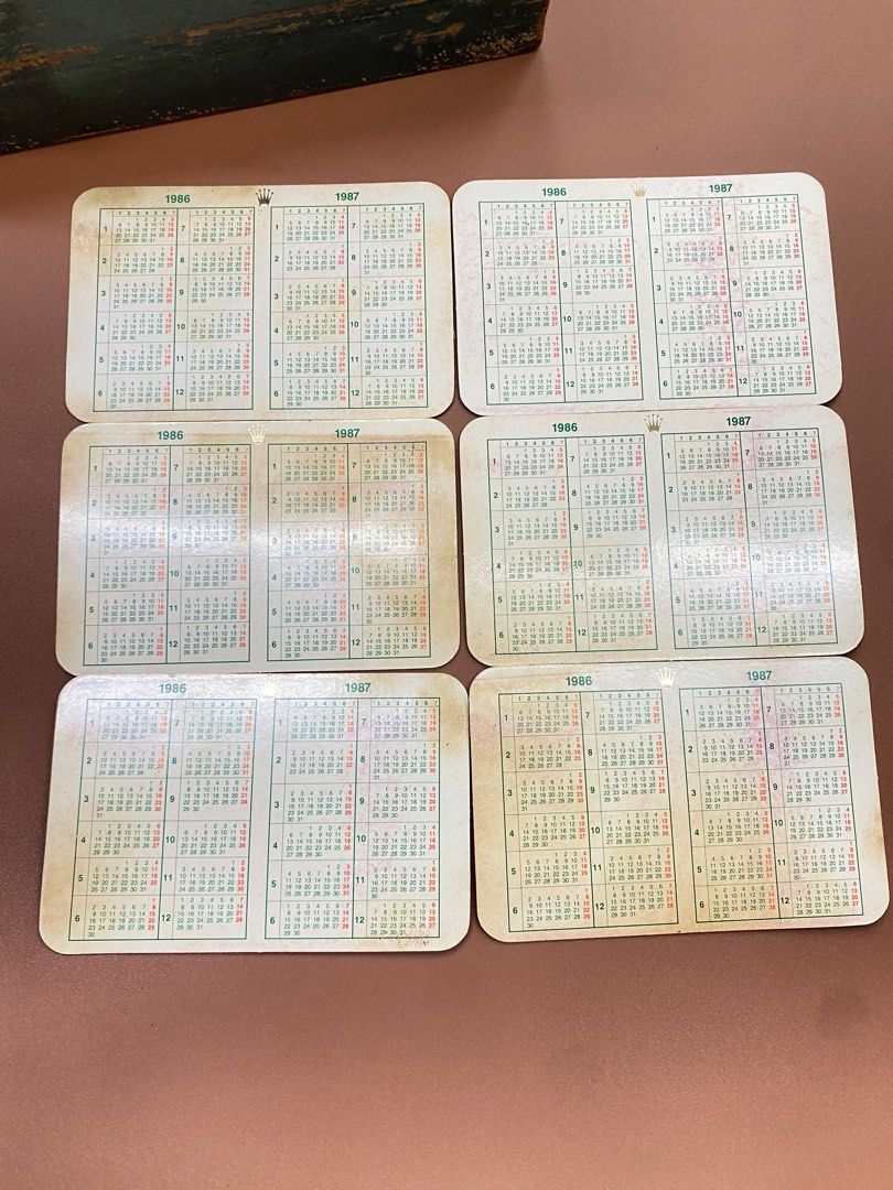 ( 1986 1987 ) Rolex Calendar Card Hobbies Toys Collectibles