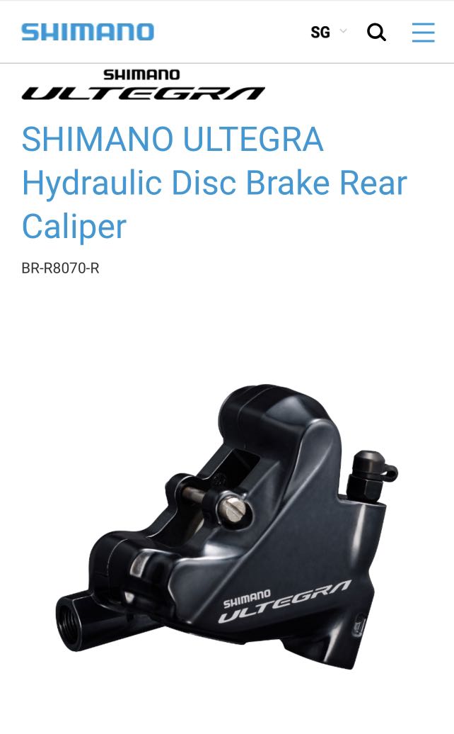 Shimano Ultegra Flat Mount Hydraulic Disc Brake Caliper, Sports