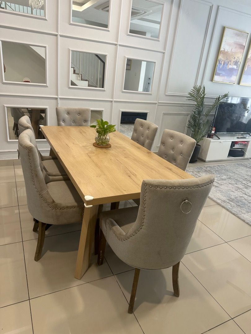 SSF Dining Table + 6 Seaters, Furniture & Home Living, Furniture