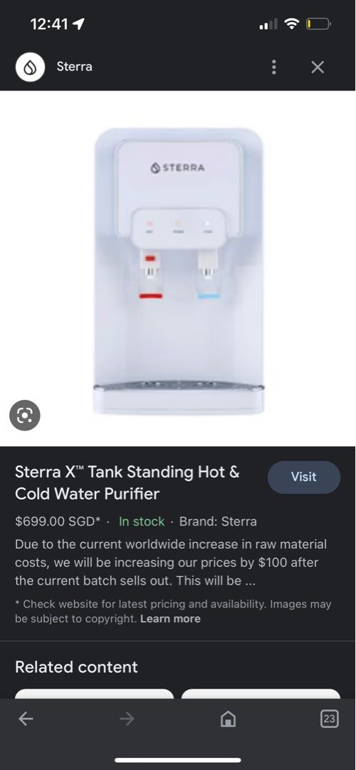 sterra x water dispenser, TV & Home Appliances, Kitchen Appliances, Water Purifers & Dispensers