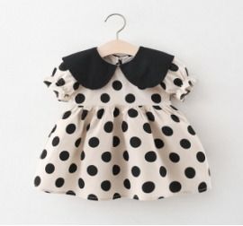 Girls black top polka dot dress