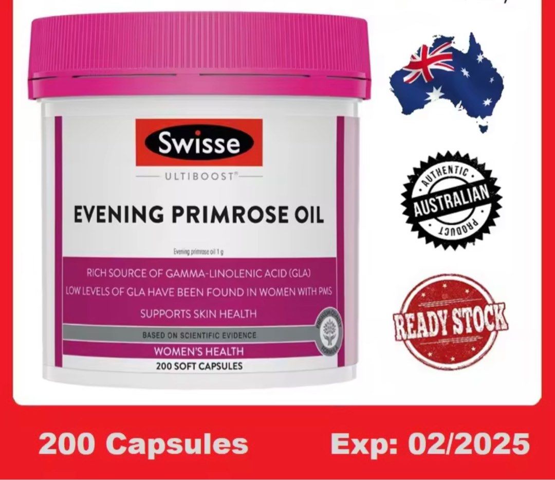 Swisse Ultiboost Evening Primrose Oil 200 Capsules, Health & Nutrition, Health Supplements