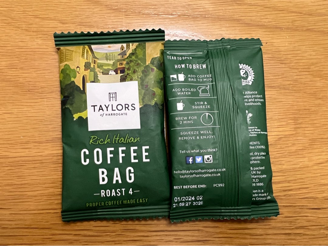 Taylors Coffee Bag x12 (Rich Italian Roast 4), 嘢食 & 嘢飲, 飲料 Carousell