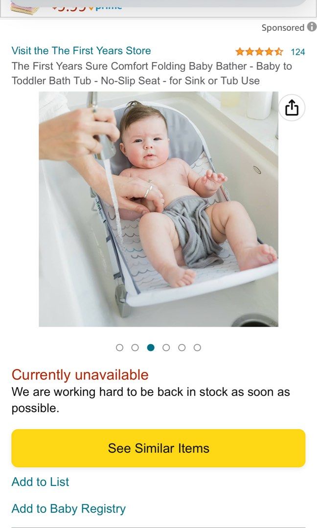 The First Years Sure Comfort Folding Baby Bather Baby to Toddler Bath