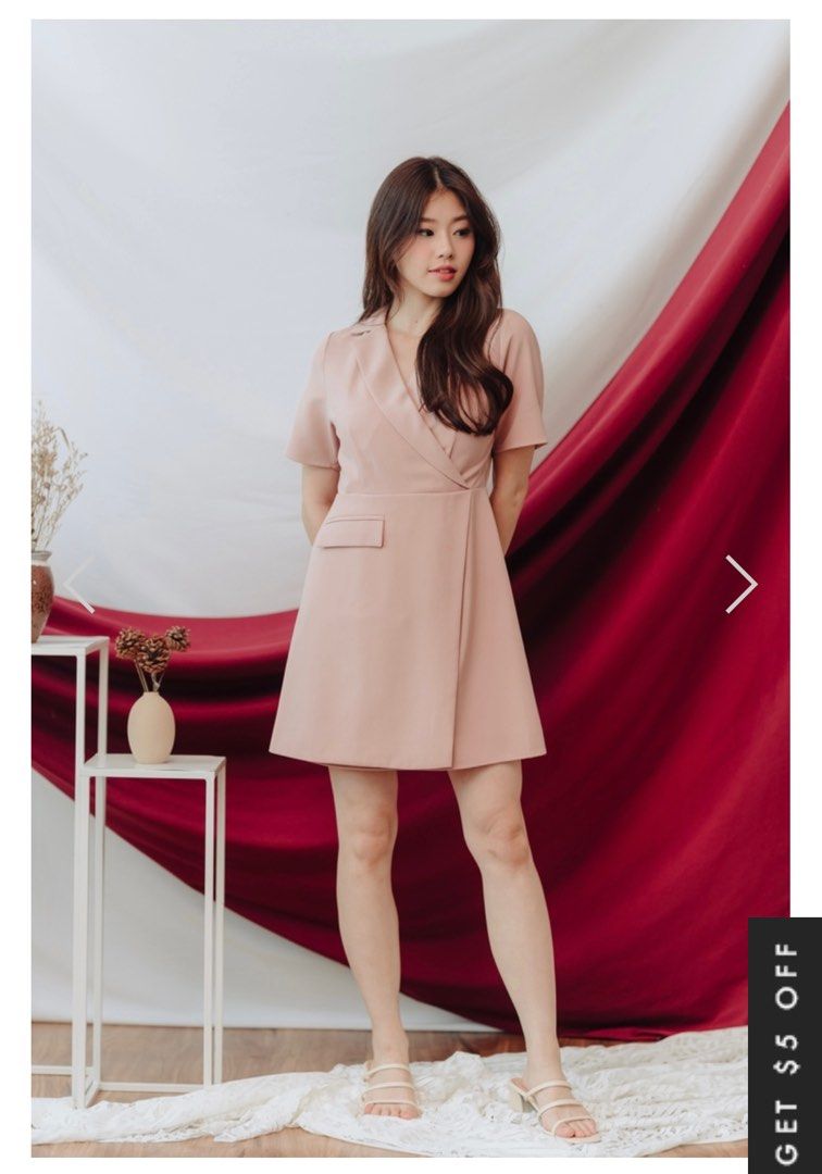 The Stage Walk MISHA BLAZER WORK DRESS IN DUSTY PINK Women s