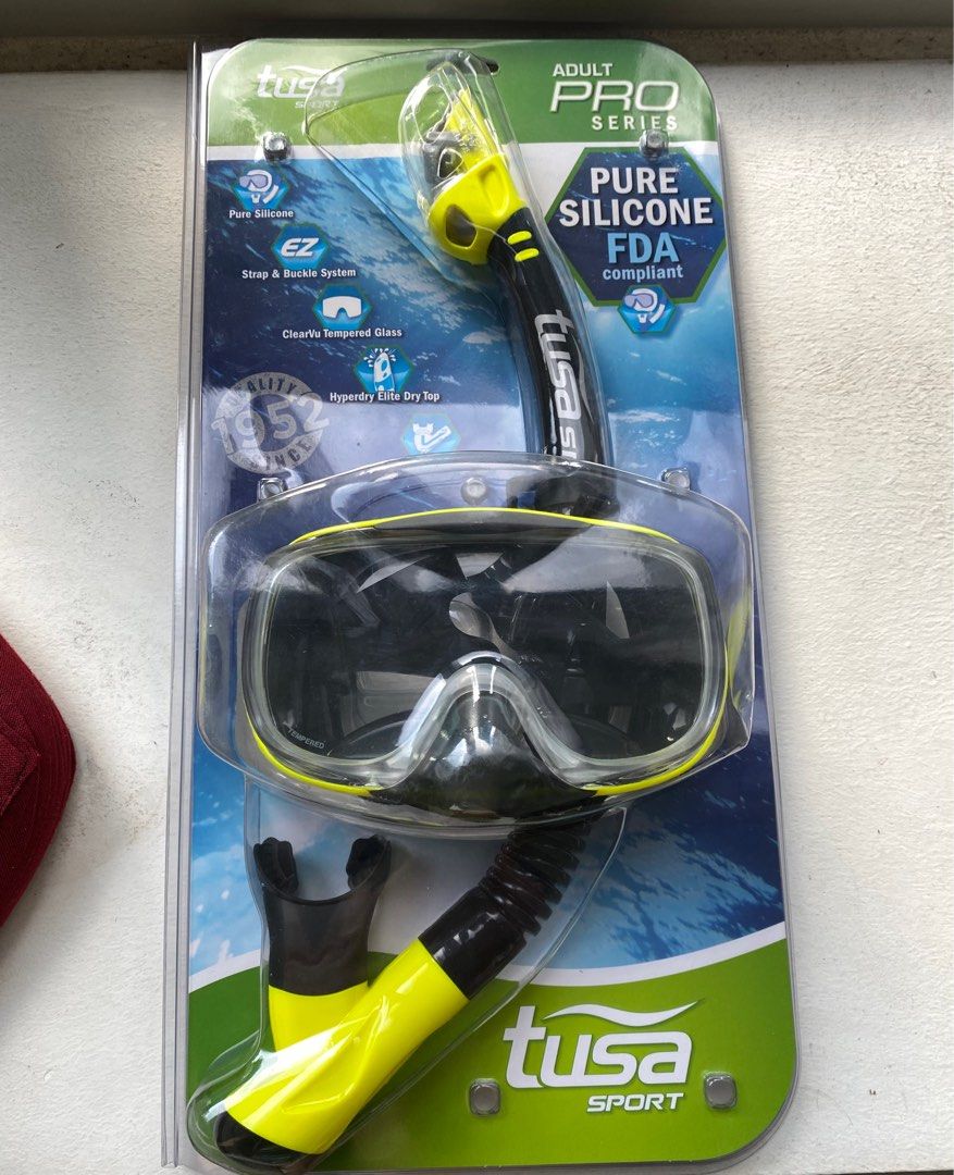 Tusa diving mask + tube snorkeling set, Sports Equipment, Sports