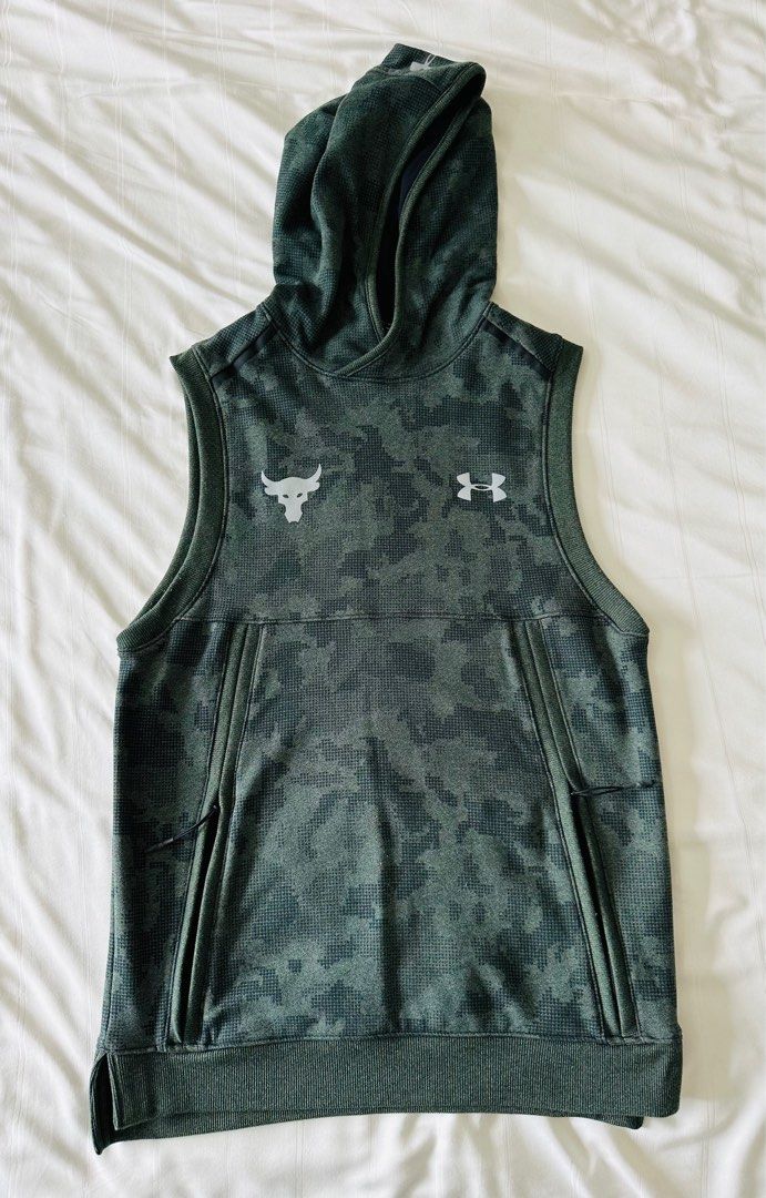 Under Armour x Project Rock Sleeveless Camo Hoodie Men s Fashion Activewear on Carousell