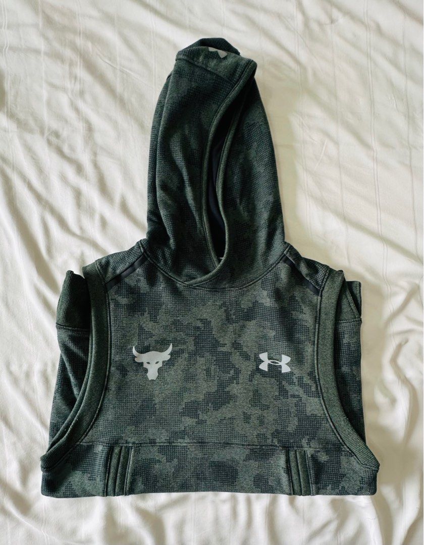 Under Armour Project Rock Threadborne Sleeveless Hoodie in Green