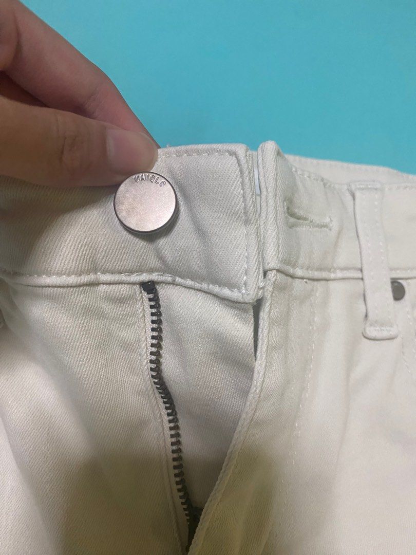 Uniqlo Cream Skinny Jeans, Women's Fashion, Bottoms, Jeans & Leggings