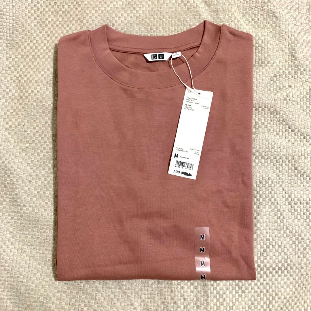 Uniqlo AIRISM Cotton oversized Pink T Shirt, Men's Fashion, Tops & Sets,  Tshirts & Polo Shirts on Carousell