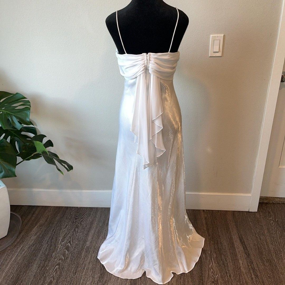 Vintage 90s white cowl neck prom dress Women s Fashion Dresses