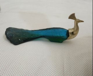 Vintage Avon Blue Teal Glass Regal Peacock Bottle