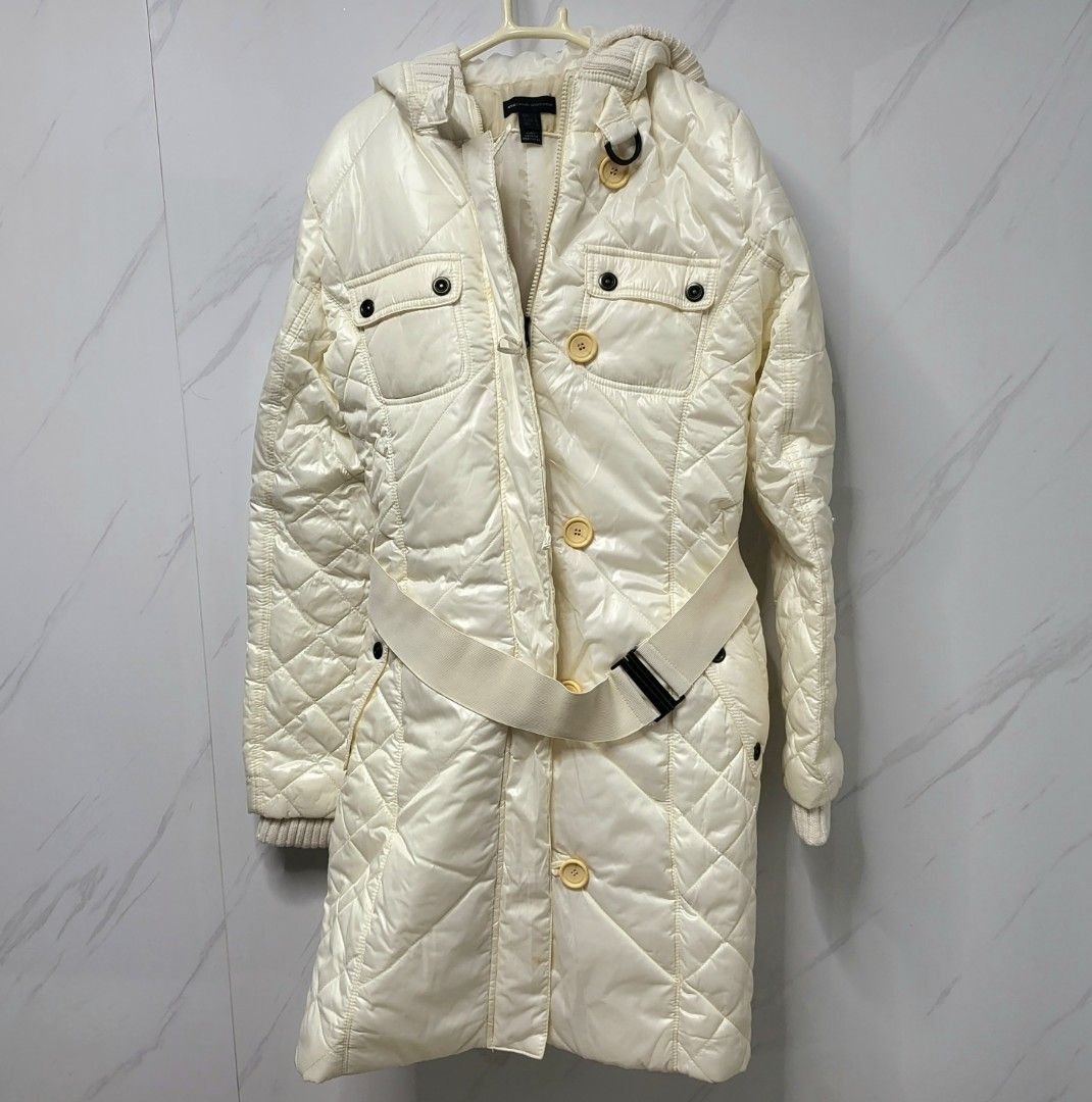 Mango MNG winter padded trench coat with hood. Beige cream puffy jacket ...