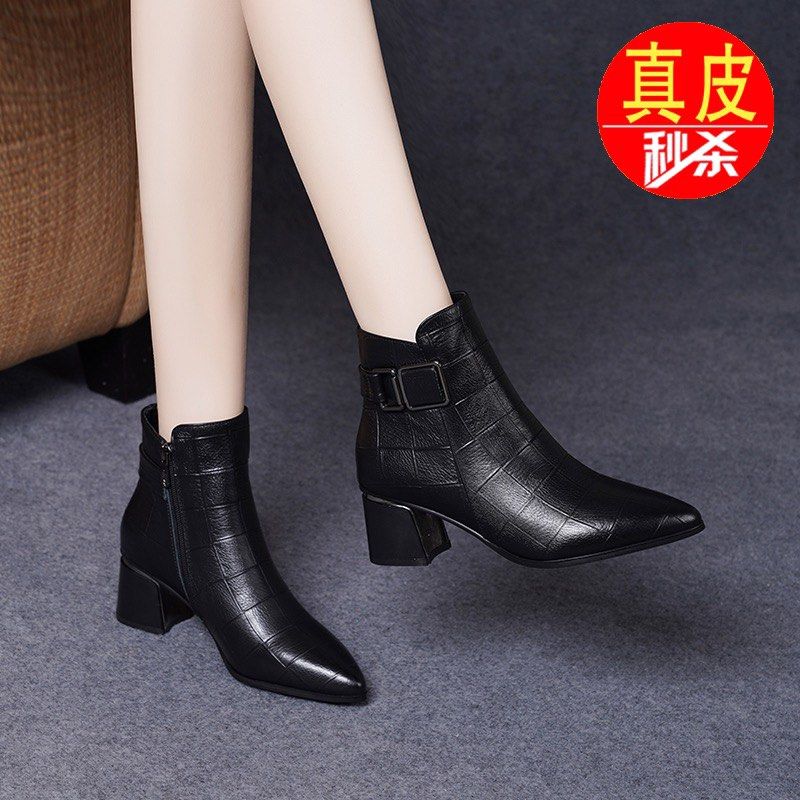 Women s Mid Heel Ankle Black Martin Boots Luxury Sneakers