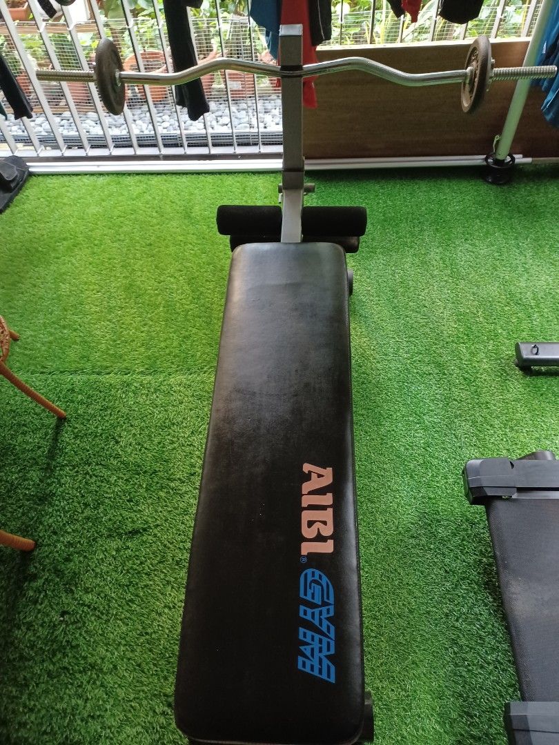 Folding Workout Bench + 4x2.5KG Weight + Barbel Rod, Sports Equipment