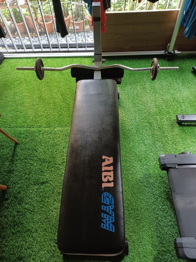 Folding Workout Bench + 4x2.5KG Weight + Barbel Rod, Sports Equipment ...