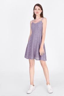 [XS] Fayth Edel Lace Swing Dress In Ash Violet
