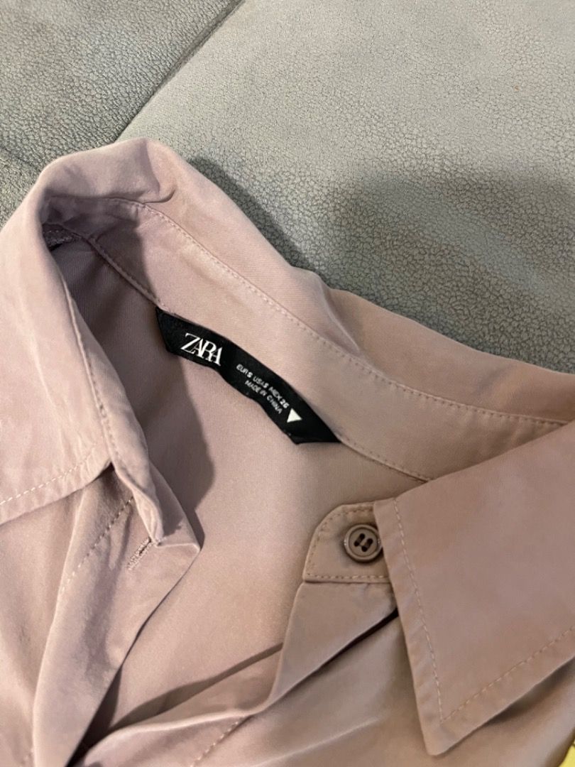 Zara Oversized Shirt In Dusty Mauve (Altered Length), Women'S Fashion,  Tops, Longsleeves On Carousell