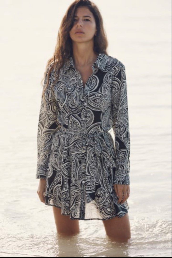 Zara dress with printed belt sale