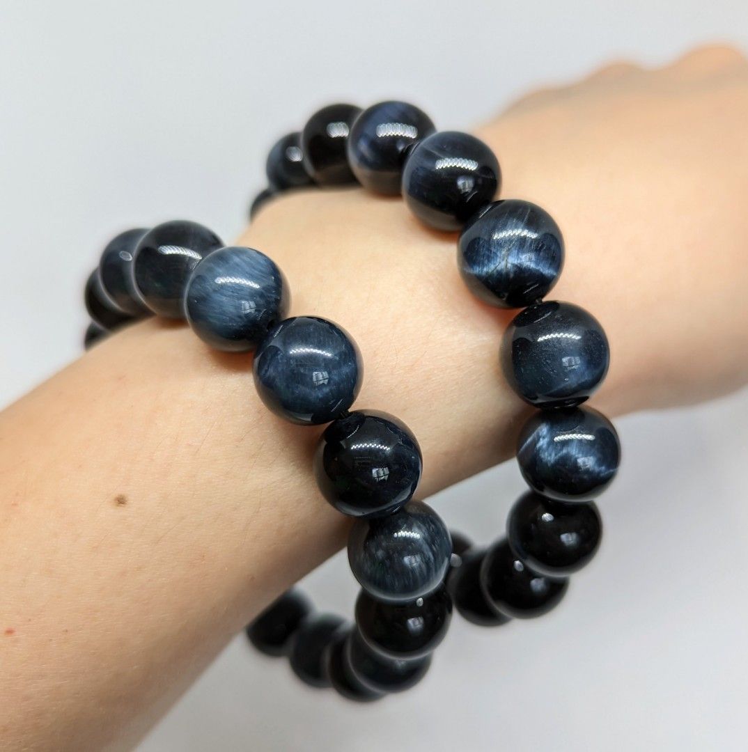 12 13mm Blue Tiger Eye bracelet Men s Fashion Watches