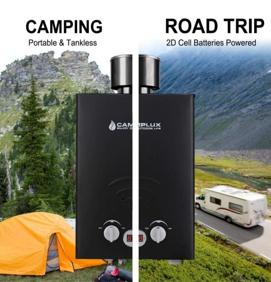 Scaldabagno A Gas Istantaneo Camplux 6L - GPL Con Cappello Antipioggia Per Campeggio - Foto 5