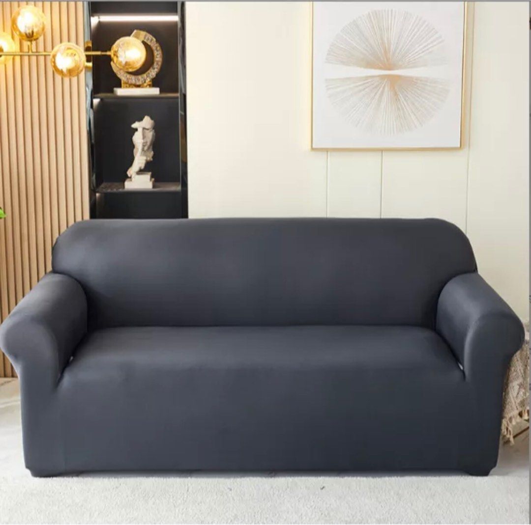 4 seater dark grey sofa cover, Furniture & Home Living, Furniture