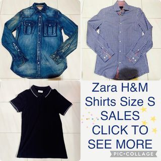 *$6*Zara H&M L/S Denim Polo Shirt Size XS S