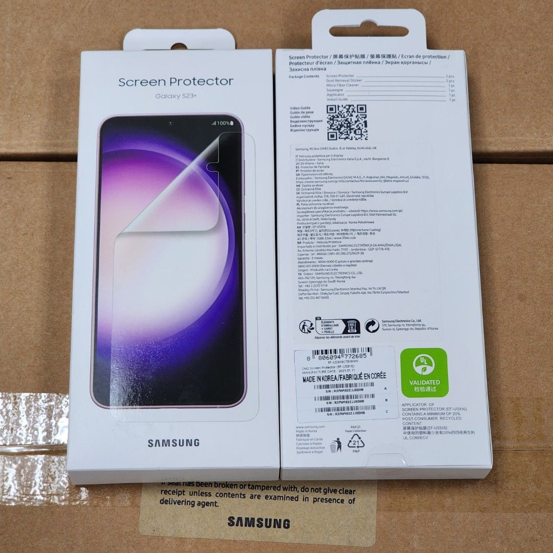 Original Samsung Official Galaxy S23 Screen Protector (EF-US911) -  Transparent