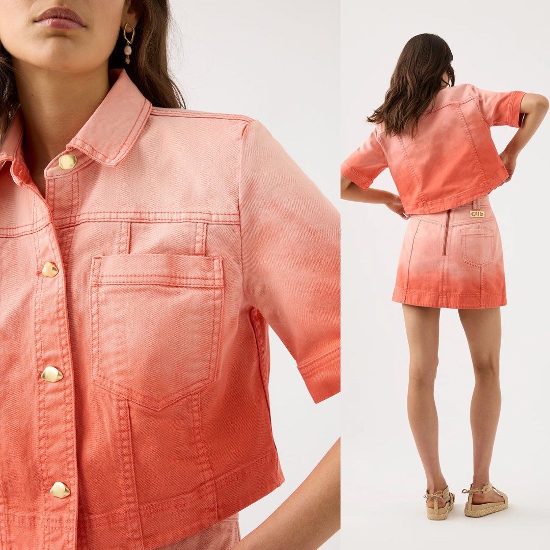 Aje Ember Ombre Denim Jacket Skirt