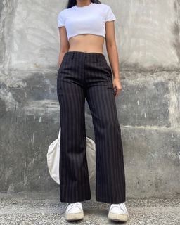 Abstract Pinstripe Highwaisted Trousers Pants