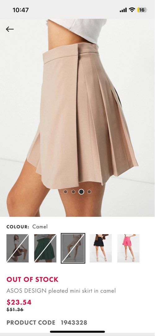 Asos womens pleated skirt top
