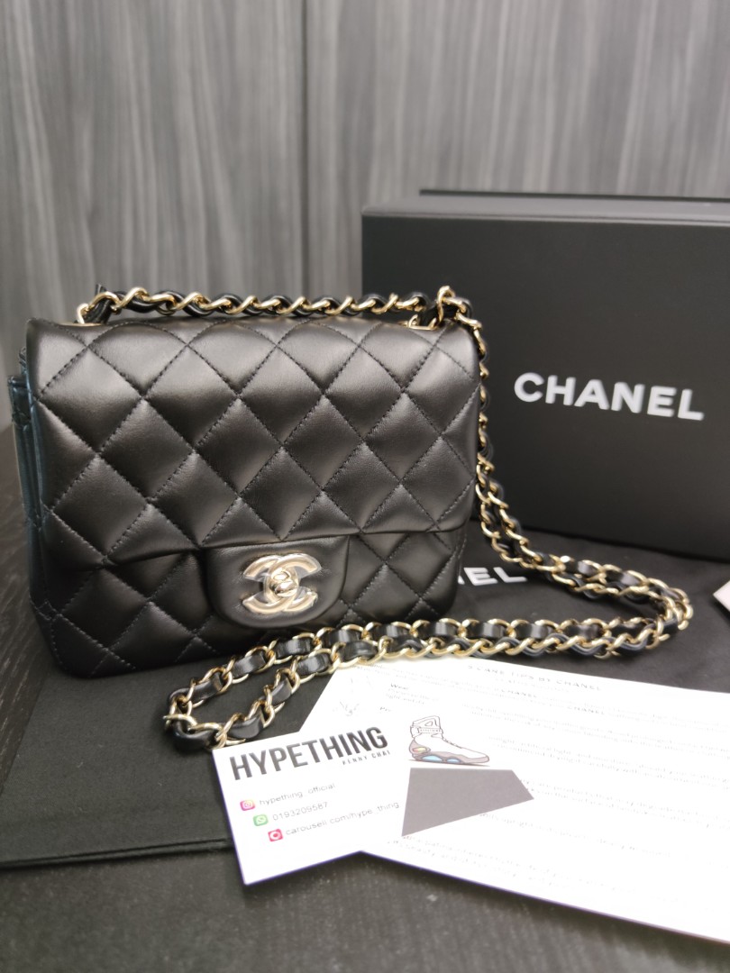 AUTHENTIC 2023 CHANEL MINI SQUARE CLASSIC CHANEL FLAP BAG GHW
