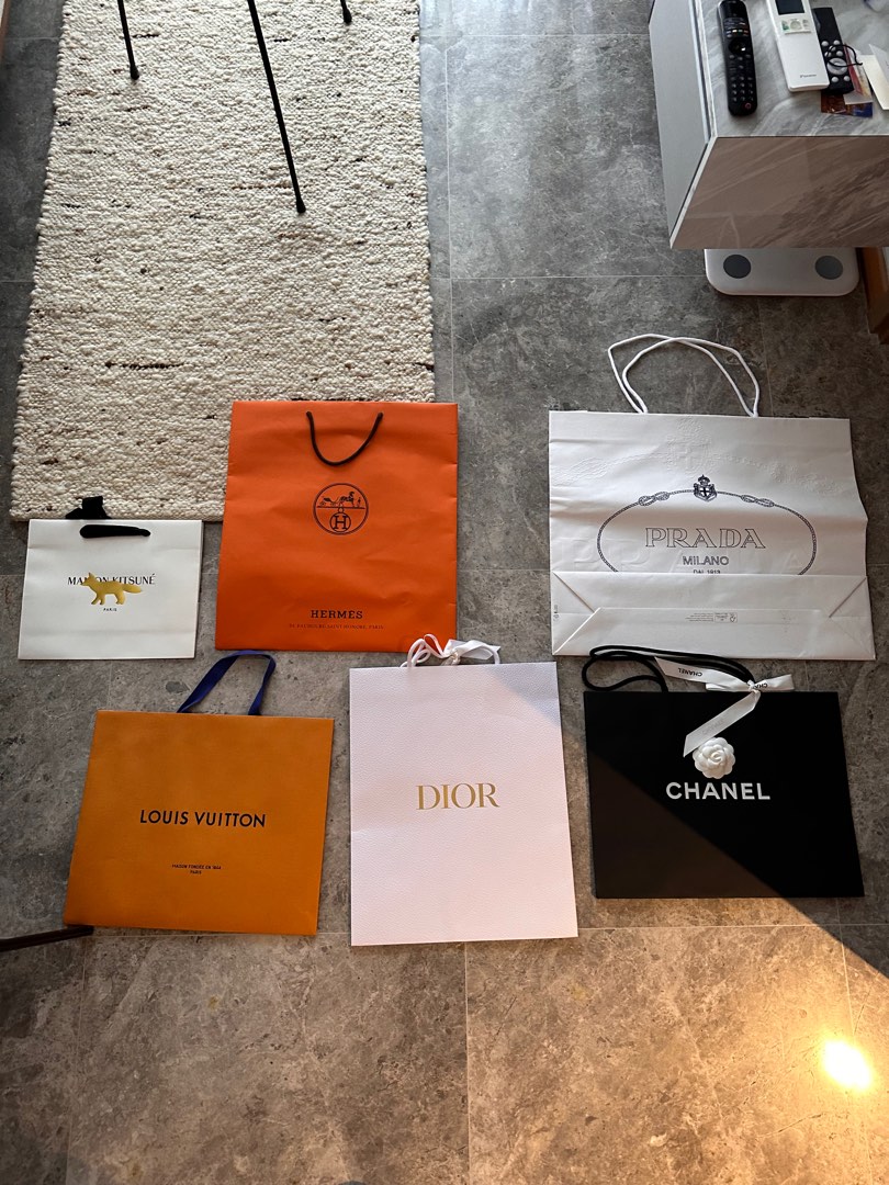 Authentic Branded Paperbag and Box (Chanel, Hermes, LV louis vuitton,  Christian Dior, Maison Kitsune, Prada, Celine, Fendi, Bottega Venetta,  Valentino, Salvatore Feraggamo), Luxury, Accessories on Carousell