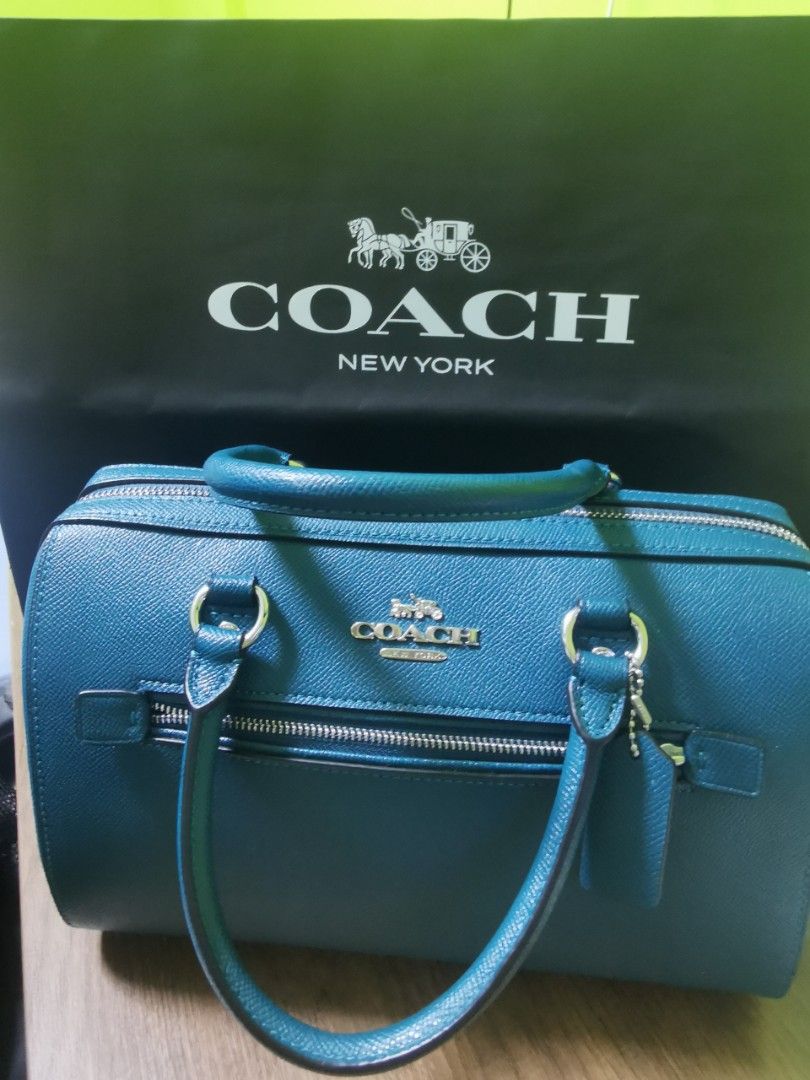 Authentic Coach Rowan Satchel In Signature (Turquoise), Women's Fashion