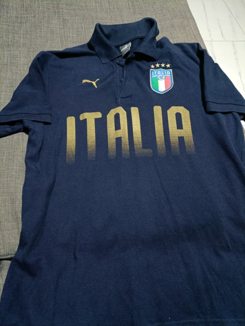 Authentic Puma Italy navy blue sports polo tee shirt tshirt top
