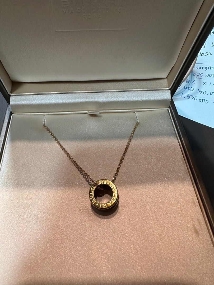 Bvlgari B Zero One Necklace 18K K18 Pink Gold Diamond Unisex | Chairish