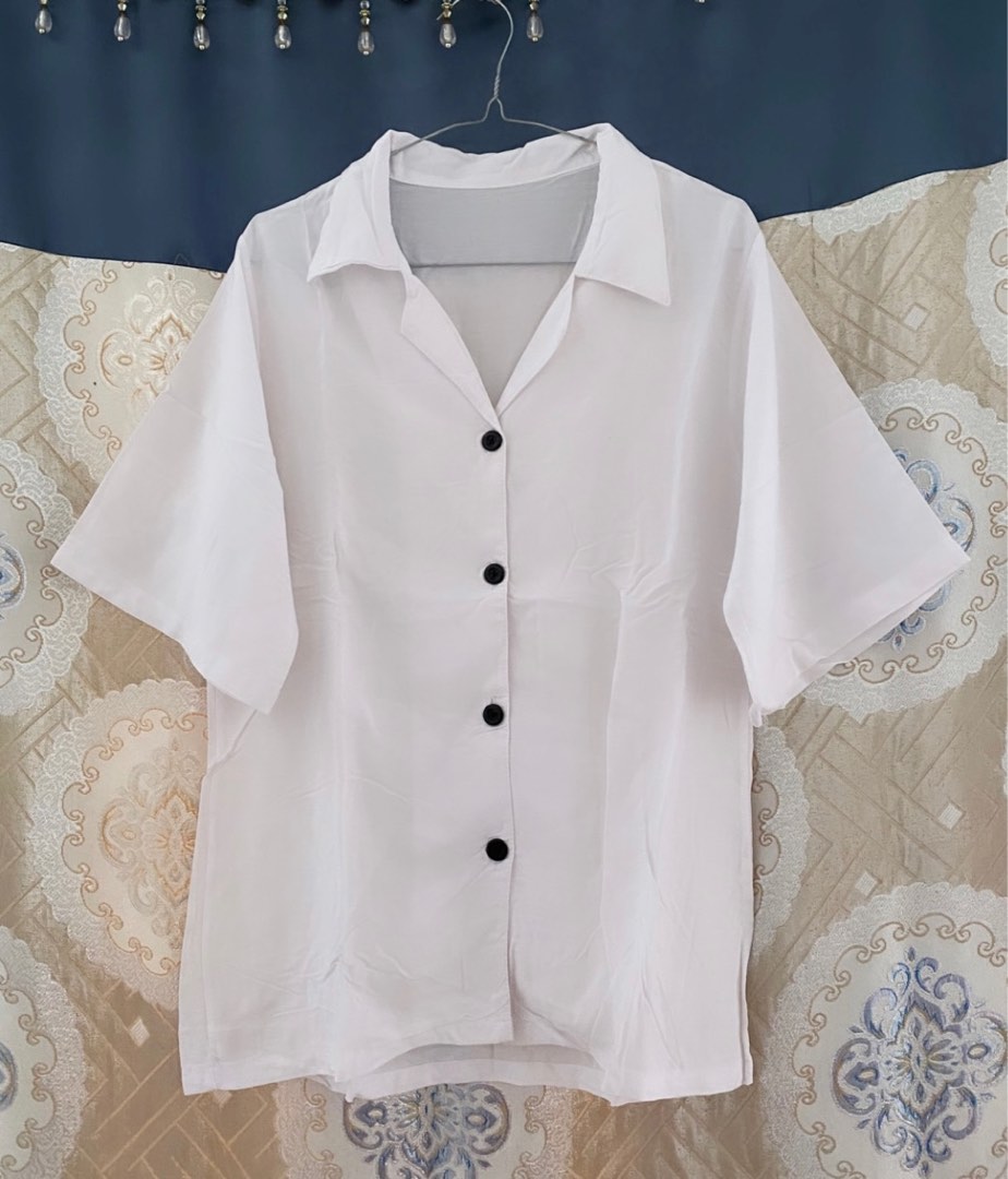 Baju Blouse Putih Polos Dokter Kerja Kantor Kuliah Sidang Hangout