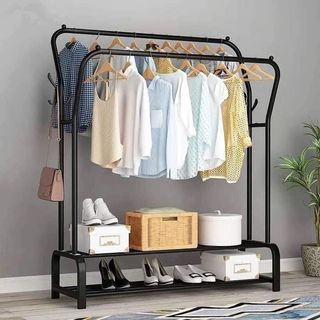 ￼Big Double Pole Type Drying Rack Wardrobe Rack Hanger Hanging Clothes Single Shelf Only single 450 double 550