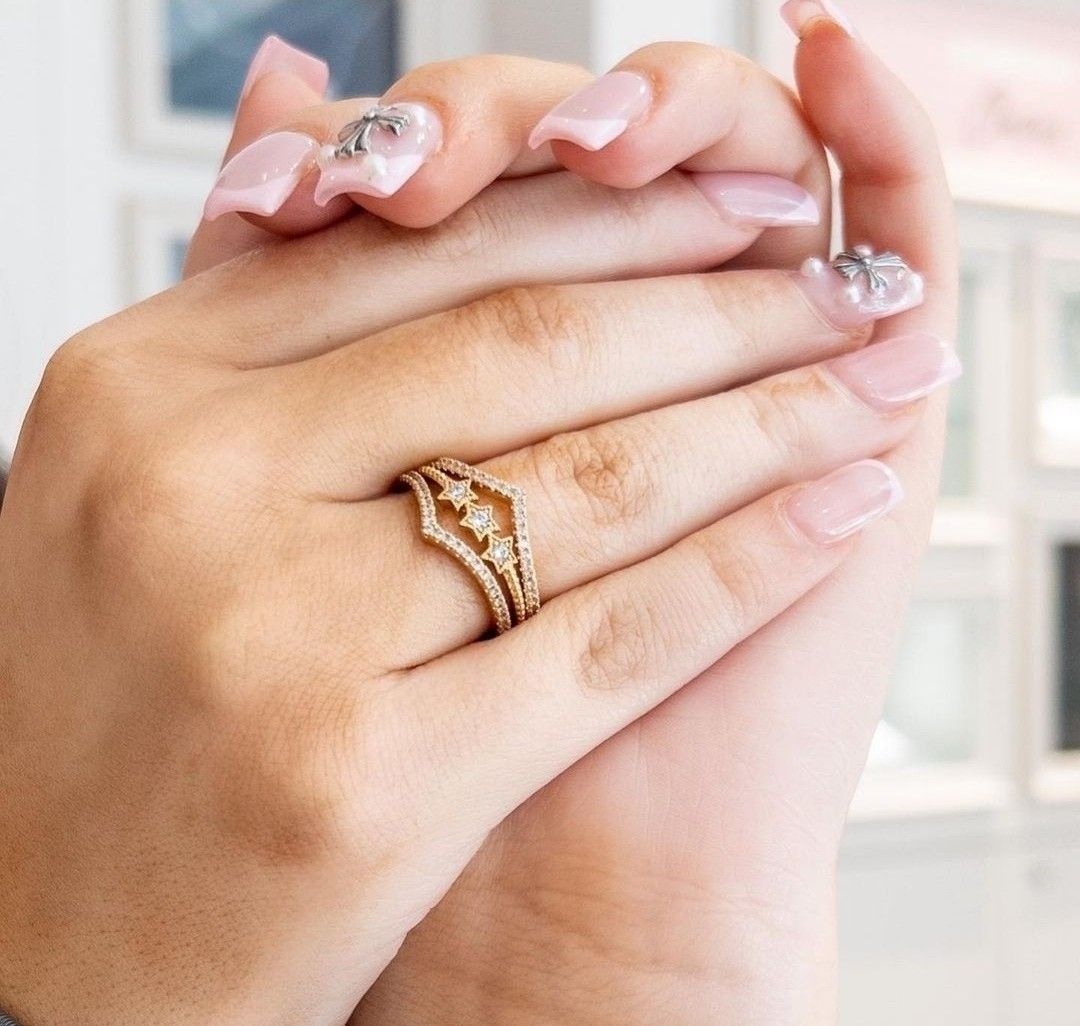 BIG SALE PANDORA AUTH GOLDSHINE WISHBONE RING AND CELESTIAL STAR RING 949 EACH Women s Fashion Jewelry Organizers Rings on Carousell