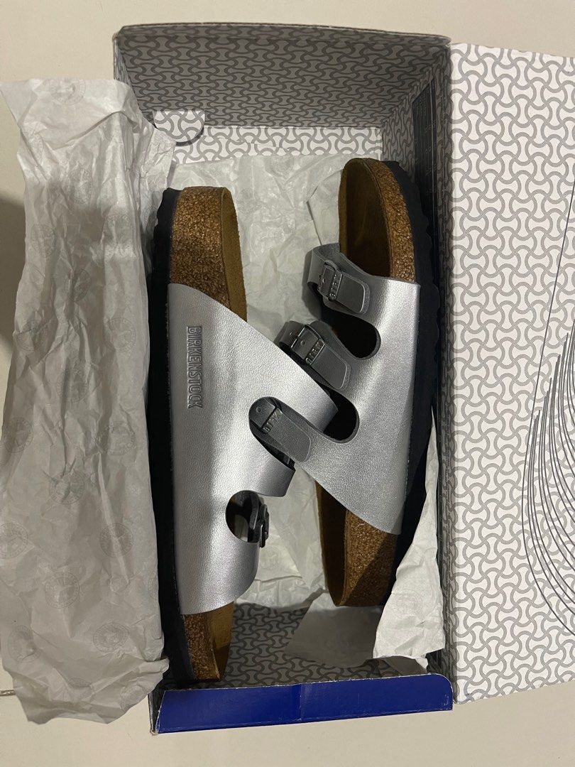Birkenstock Florida Silver Size 38 Women s Fashion Footwear Sandals on Carousell