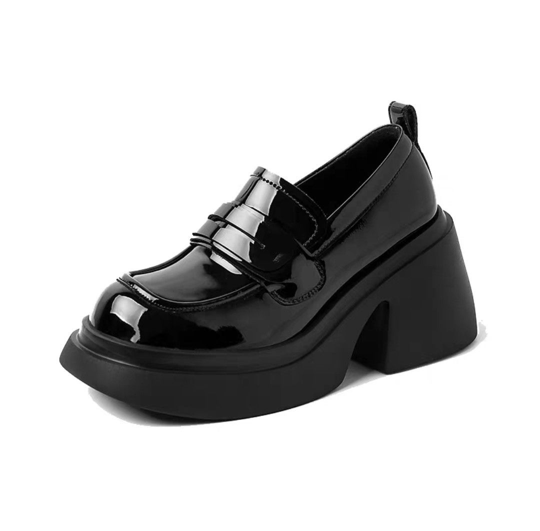 Black Mary Jane Platform Shoes Boots Lolita Heels PU Leather Korean