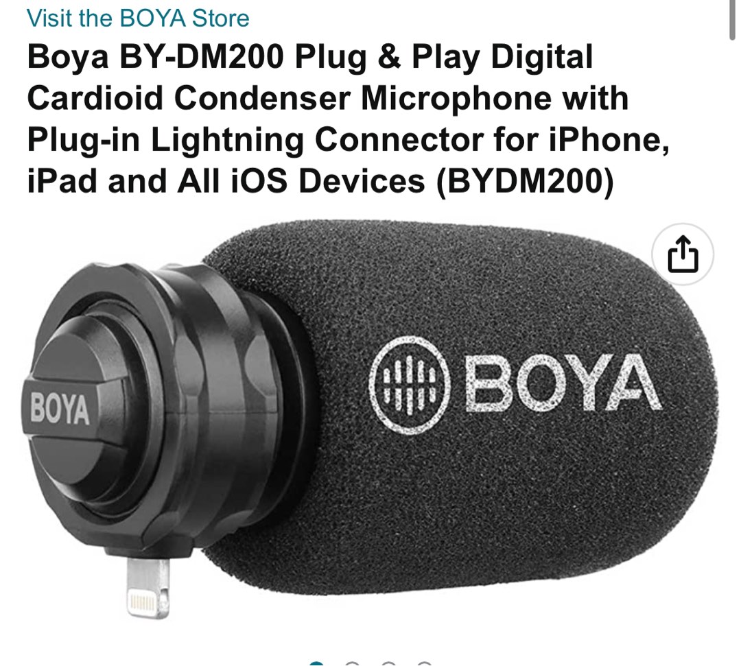 Boya BY-DM200 Plug & Play Digital Cardioid Condenser Microphone with ...
