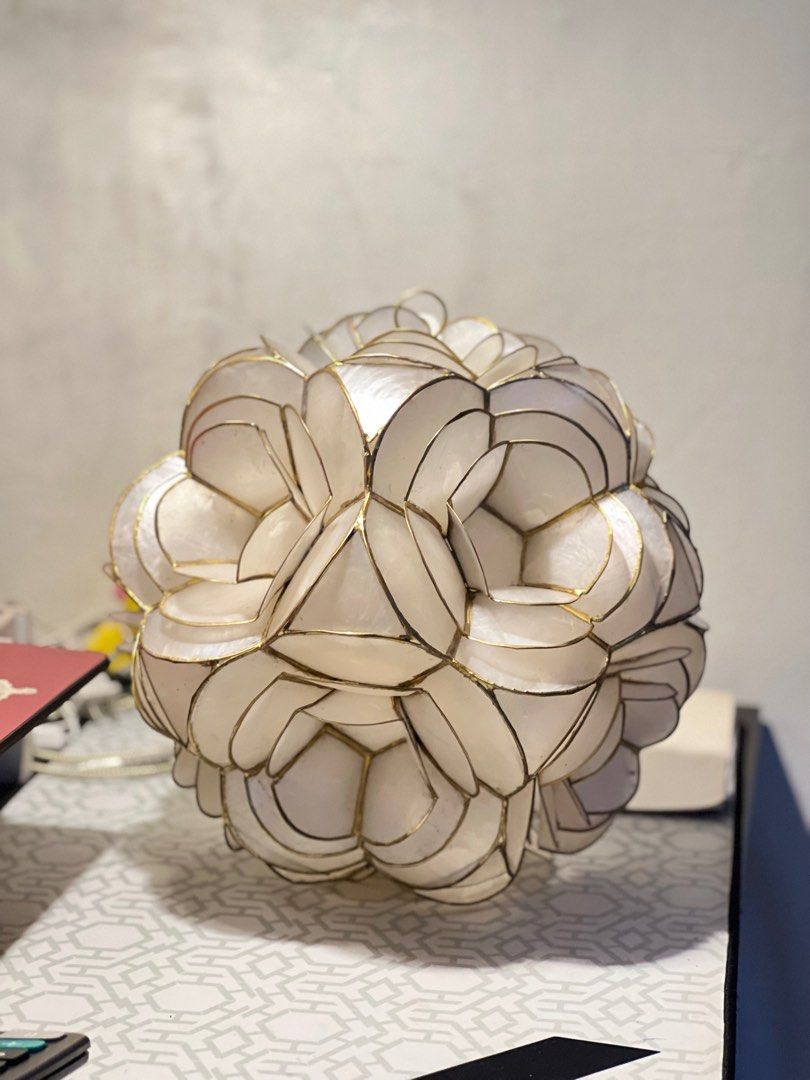 Capiz flower pendant light (Category: Lighting) located in Caloocan City. Submitted by casadisenyo (Listing ID 1229464498, Image 1). Description: READY TO SHIP ITEMS 2pcs available! Made from pure capiz Comes with ceiling base plate.