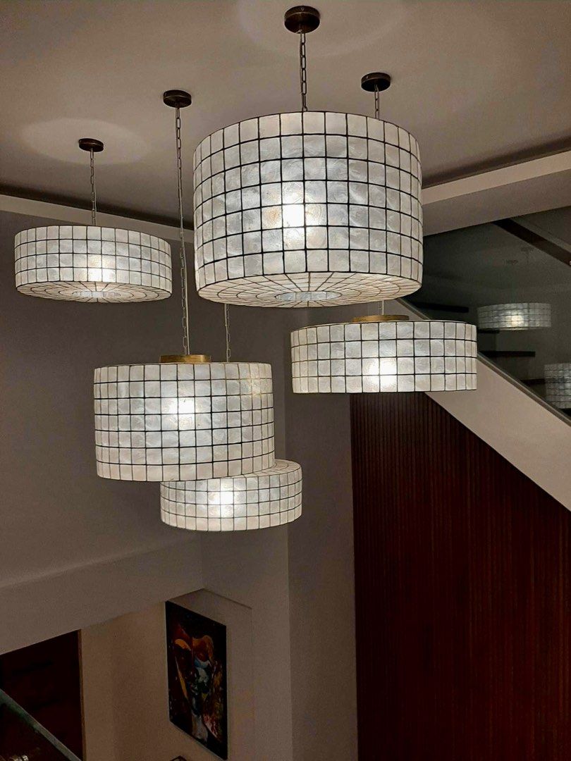 Capiz sphere pendant light (Category: Lighting) located in Caloocan City. Submitted by casadisenyo (Listing ID 1229464819, Image 2). Description: MADE TO ORDER Capiz pendant light Sizes: 14"x24" 7500 8"x24" 6500 With discount for SETS ☺️ LEAD TIME: 10-15days Check our Page Casa Diseño.