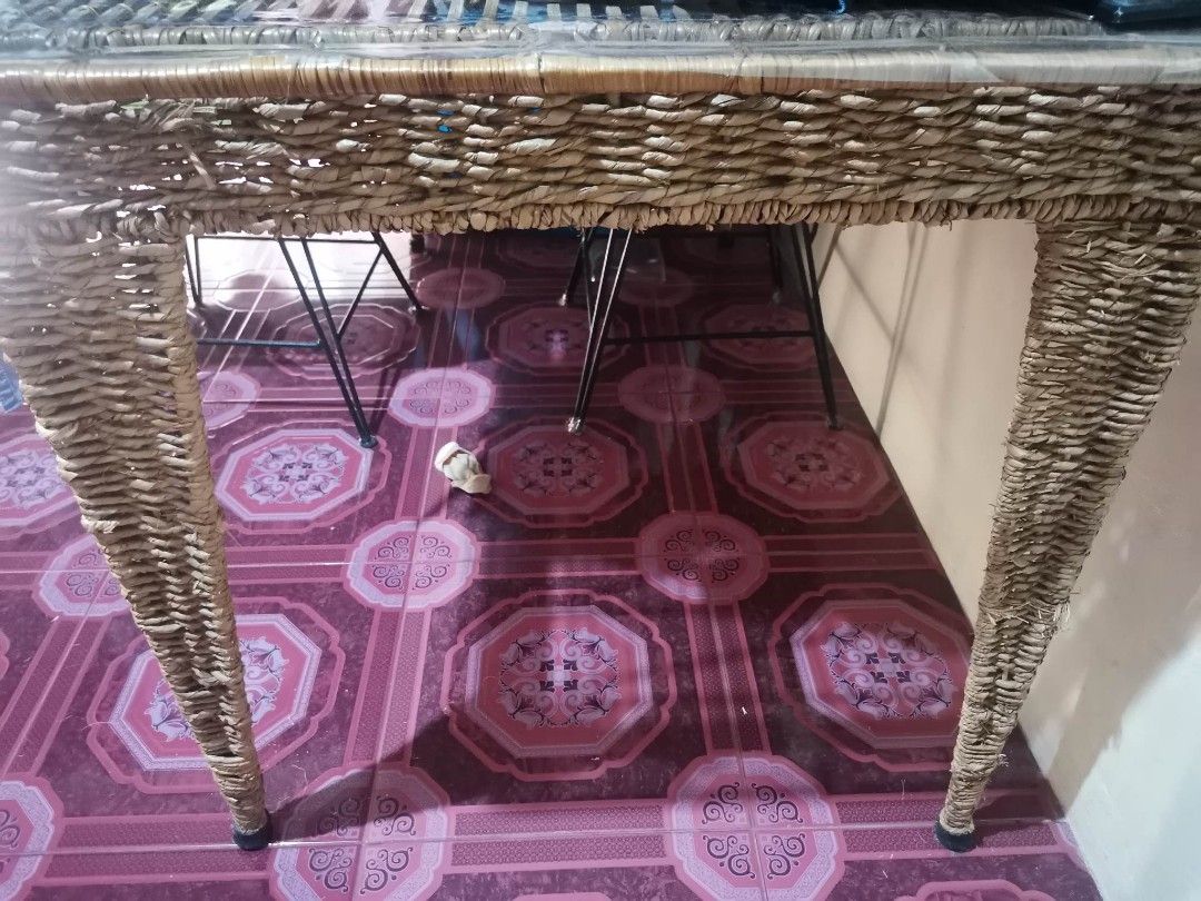 Cebu rattan style dining set /rattan bamboo metal reinforcement on ...