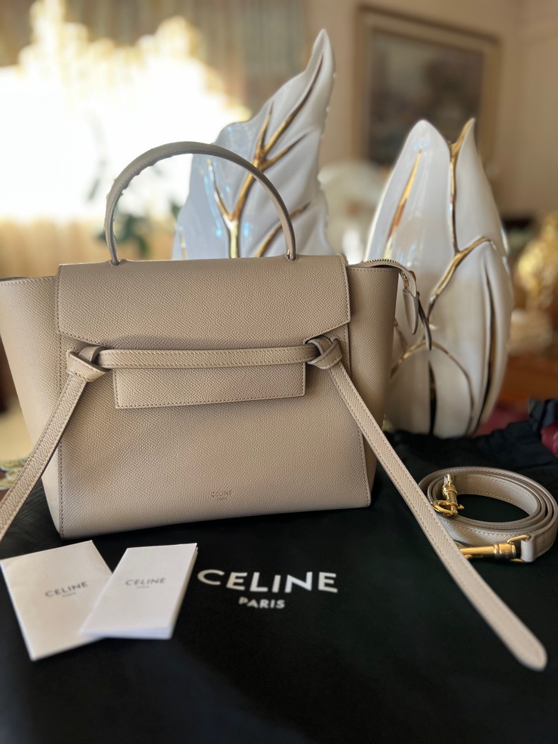 Authentic Celine Belt Bag Light Taupe Micro Size Top Handle Flap Closure Bag  Pre-order, Luxury, Bags & Wallets on Carousell