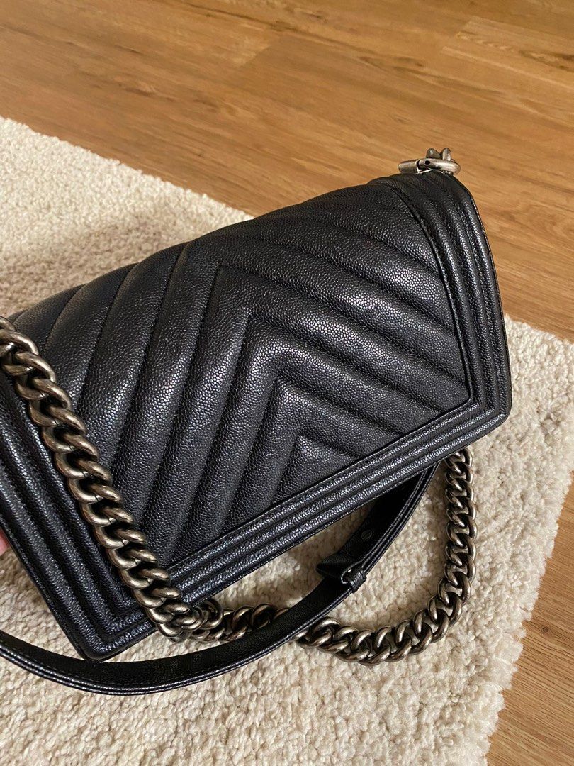 Chanel Boy Old Medium, Luxury, Bags & Wallets on Carousell
