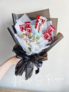 bouquet birthday bajet / chocolate bouquet mix for  birthday/sorry/anniversary with gift box, bouquet birthday Black HB topper
