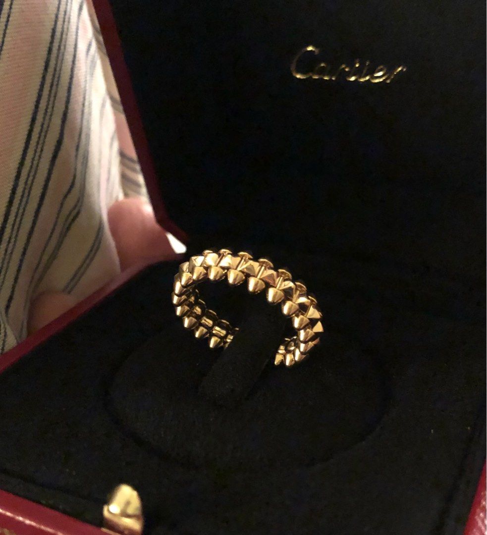 Preloved Authentic Clash de Cartier ring size 51 (Category: Luxury Accessories) located in Makati City. Submitted by tinsey (Listing ID 1229554428, Image 1). Description: Small model, 18k rose gold Authentic with certificate and receipt Purchased in Malaysia Cartier boutique Comes with complete boutique packaging— box, wrapping paper with wax stamp and paper bag. Lightly used. .