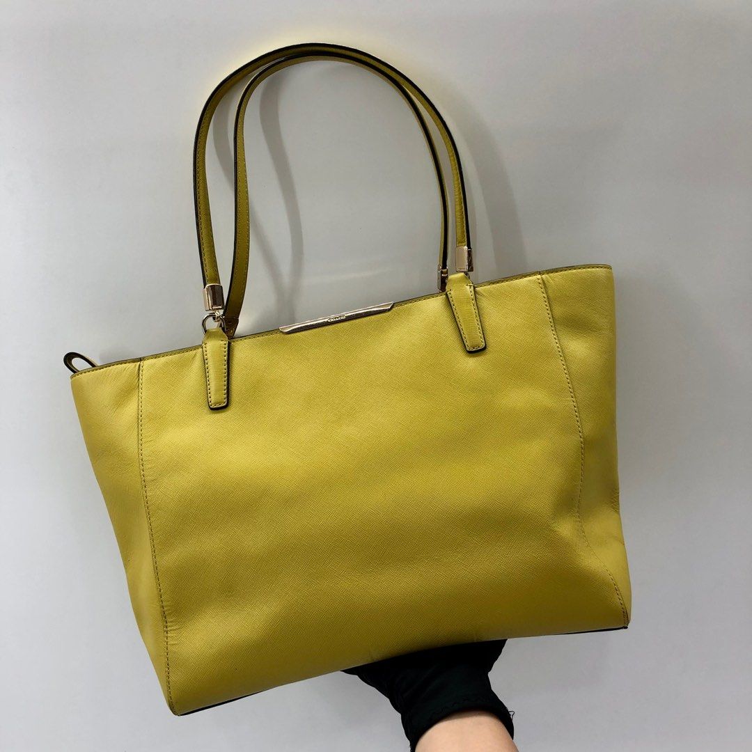 Yellow coach tote bag top